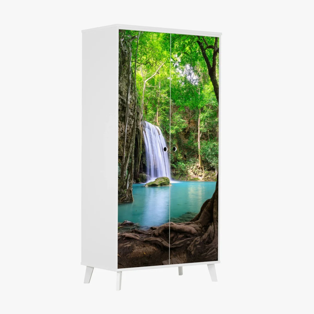 Adesivo per armadio oasi verde della cascata di Erawan • Wallissimo® Adesivo per armadio oasi verde della cascata di Erawan • Wallissimo®