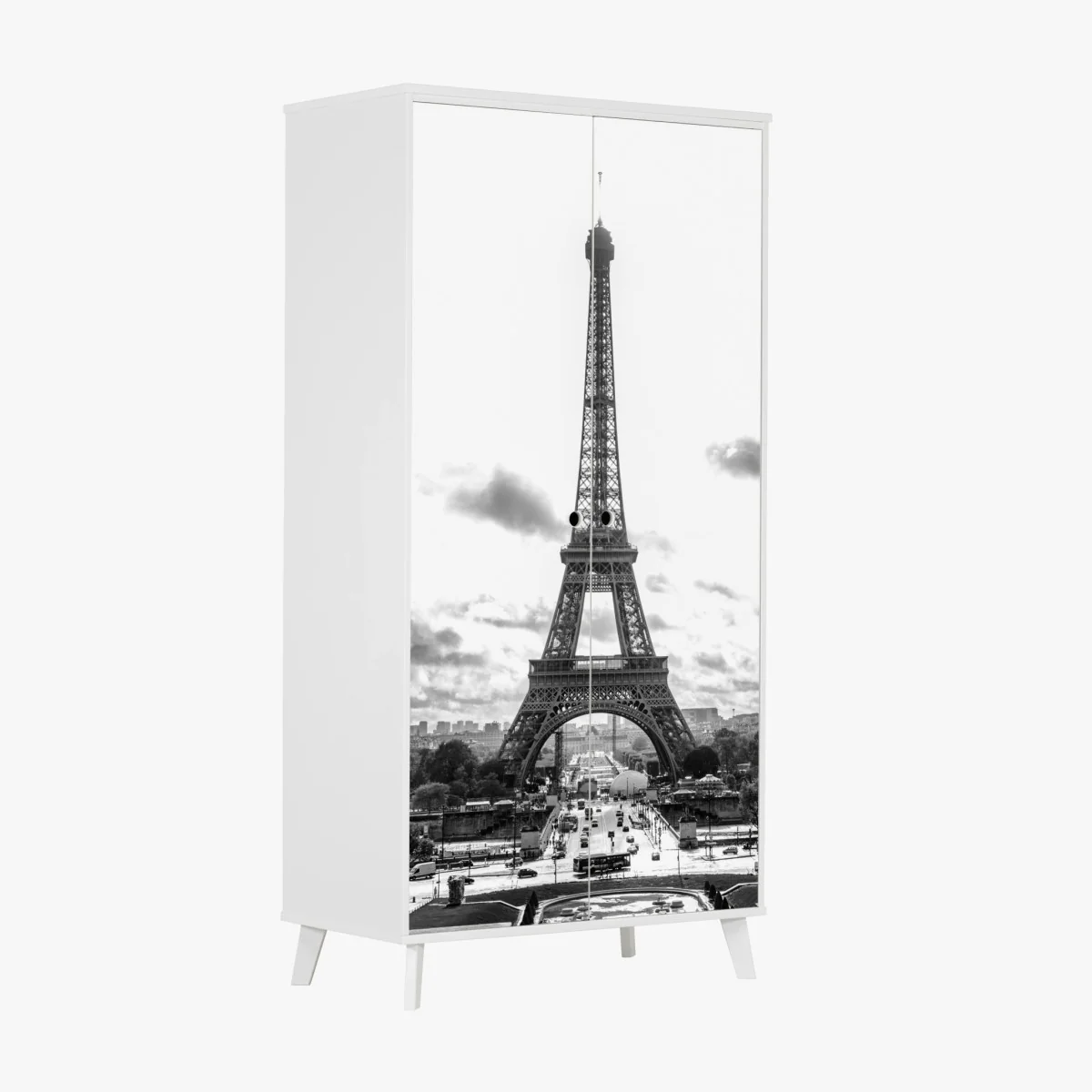 Adesivo per armadio vista iconica della Torre Eiffel a Parigi • Wallissimo® Adesivo per armadio vista iconica della Torre Eiffel a Parigi • Wallissimo®
