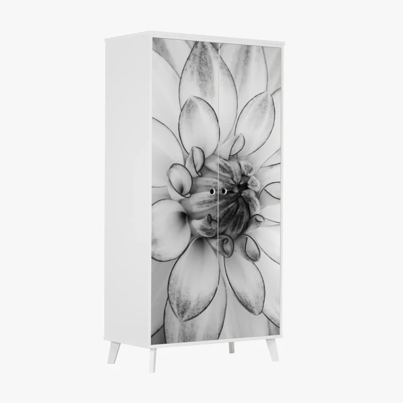 Adesivo per armadio eleganza floreale in bianco e nero