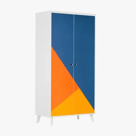 Adesivo per armadio composizione geometrica blu e arancione • Wallissimo®