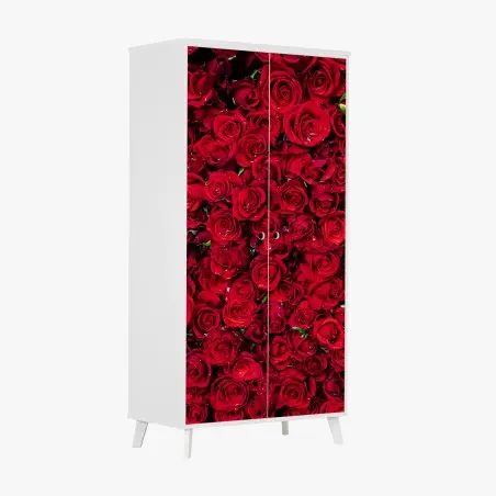 Adesivo per armadio mosaico di rose rosse per un'atmosfera romantica • Wallissimo®