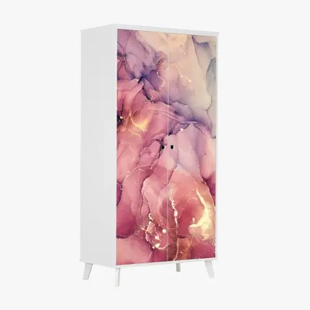 Adesivo per armadio marmo liquido rosa e oro • Wallissimo®