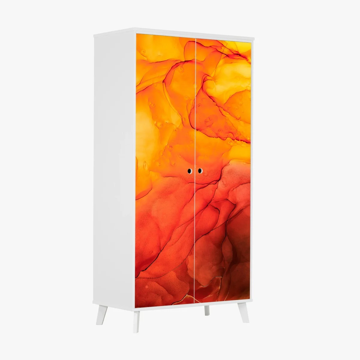 Adesivo per armadio esplosione arancione inchiostro alcolico astratto • Wallissimo® Adesivo per armadio esplosione arancione inchiostro alcolico astratto • Wallissimo®