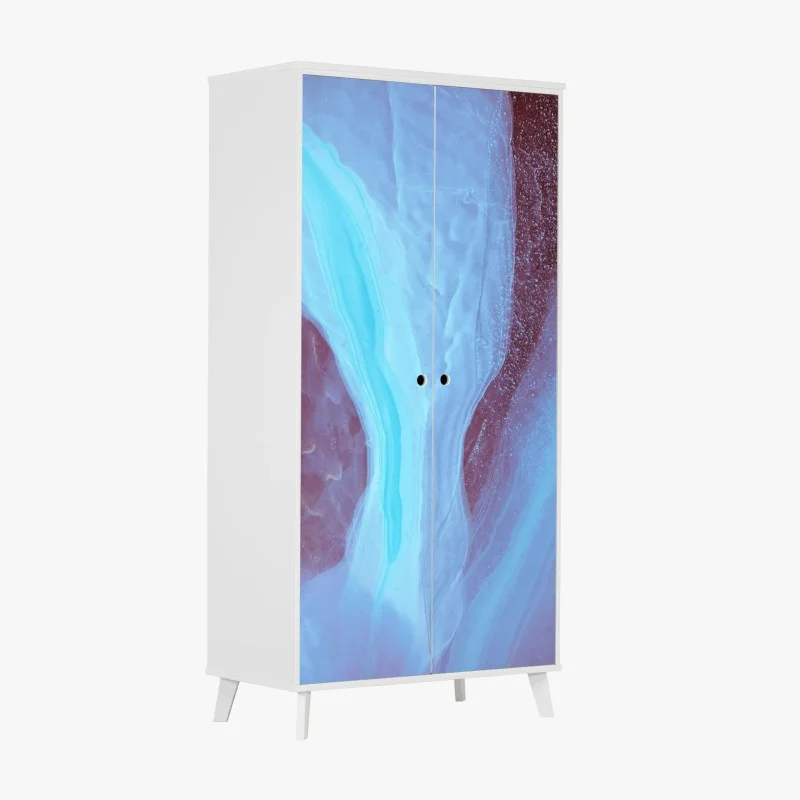 Adesivo per armadio marmo etereo blu e rosa