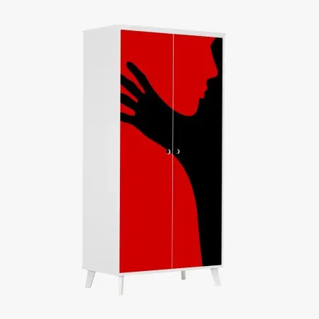 Adesivo per armadio silhouette romantica in rosso e nero • Wallissimo®