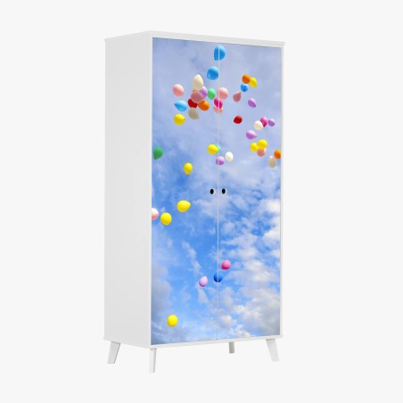 Adesivo per armadio palloncini colorati nel cielo • Wallissimo®