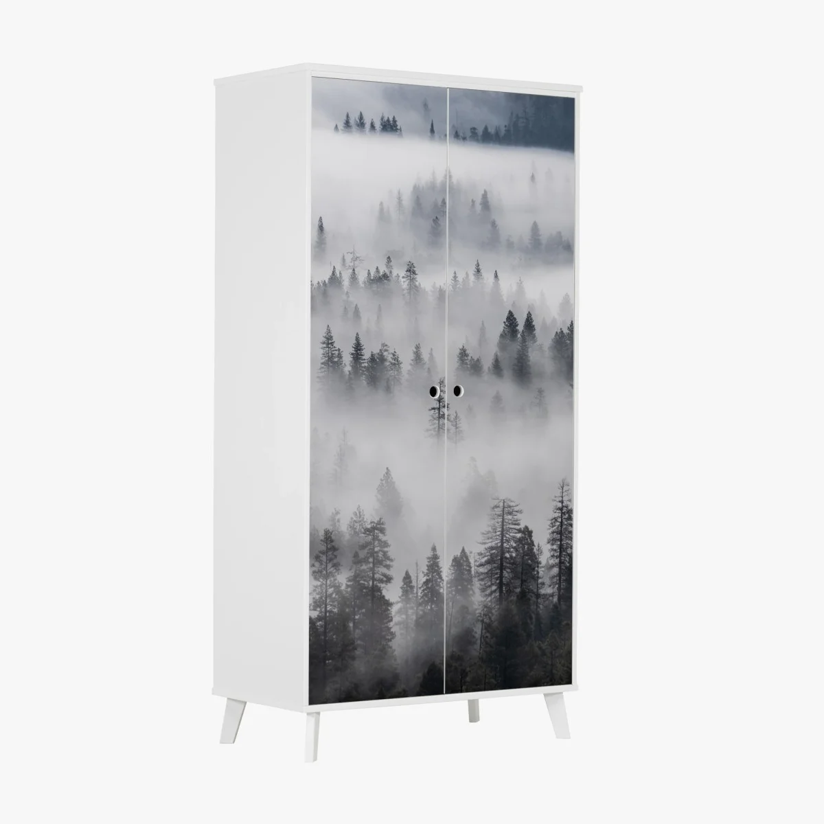 Adesivo per armadio foresta avvolta nella nebbia • Wallissimo® Adesivo per armadio foresta avvolta nella nebbia • Wallissimo®