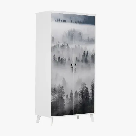 Adesivo per armadio foresta avvolta nella nebbia • Wallissimo®