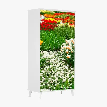 Adesivo per armadio esplosione di fiori primaverili • Wallissimo®
