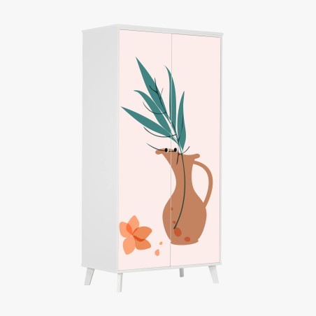 Adesivo per armadio composizione botanica in vaso di terracotta • Wallissimo®