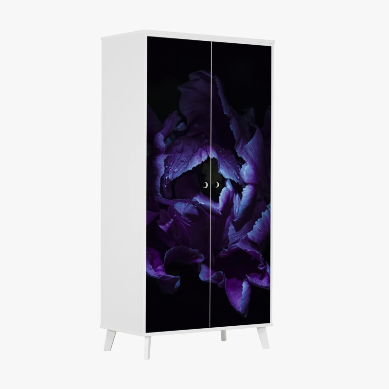 Adesivo per armadio tulipano viola in luce ultravioletta