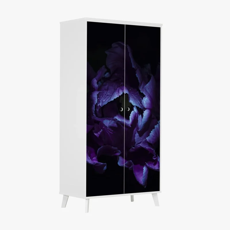 Adesivo per armadio tulipano viola in luce ultravioletta