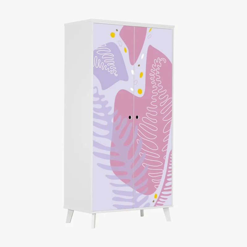 Adesivo per armadio fogliame astratto in toni pastello