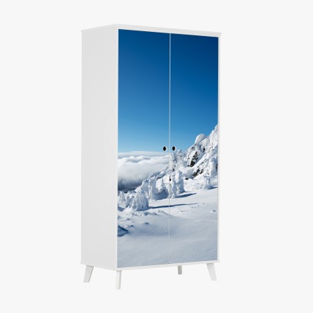 Adesivo per armadio panorama invernale dalle cime innevate • Wallissimo®