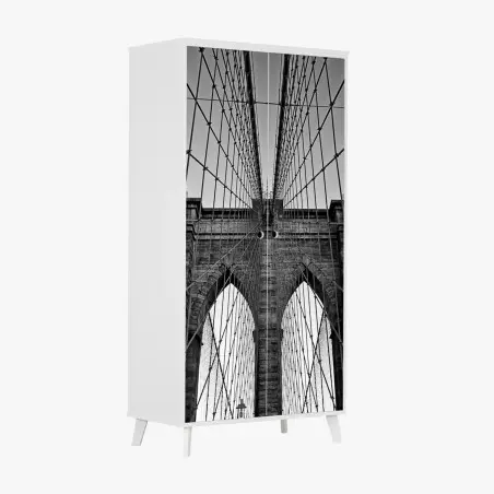Adesivo per armadio vista geometrica del ponte di Brooklyn • Wallissimo®