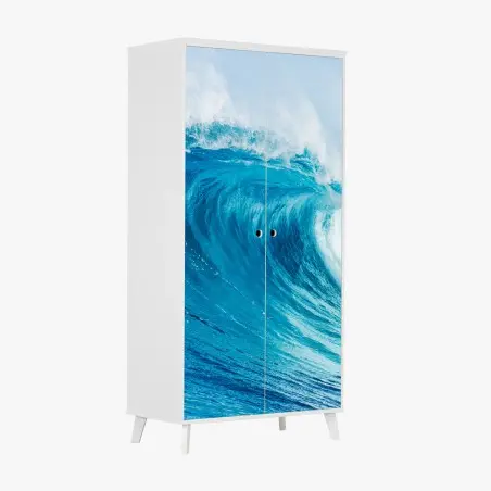 Adesivo per armadio maestosa onda turchese dell'oceano • Wallissimo®