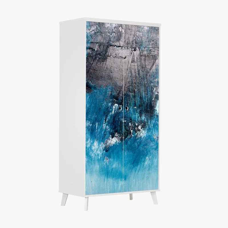 Adesivo per armadio marea astratta in blu profondo