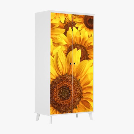 Adesivo per armadio esplosione di girasoli dorati • Wallissimo®