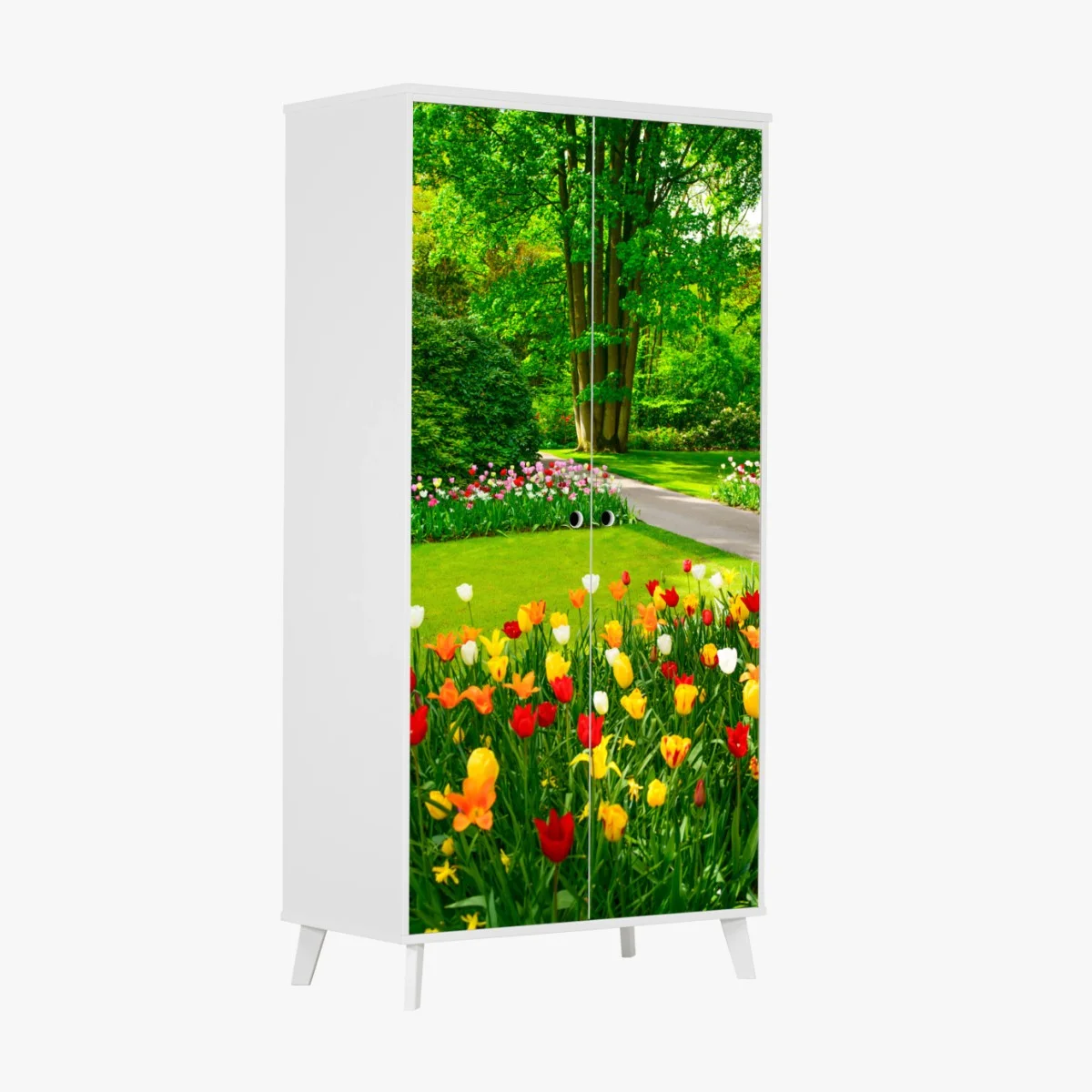 Adesivo per armadio paesaggio di tulipani a Keukenhof • Wallissimo® Adesivo per armadio paesaggio di tulipani a Keukenhof • Wallissimo®