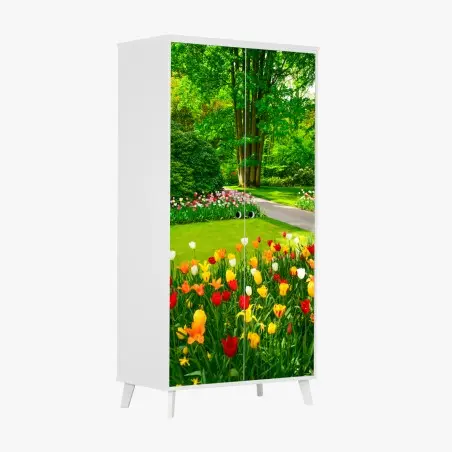 Adesivo per armadio paesaggio di tulipani a Keukenhof • Wallissimo®