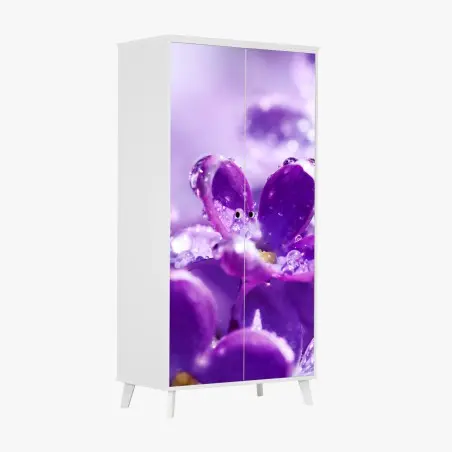 Adesivo per armadio fiori di lillà in rugiada • Wallissimo®
