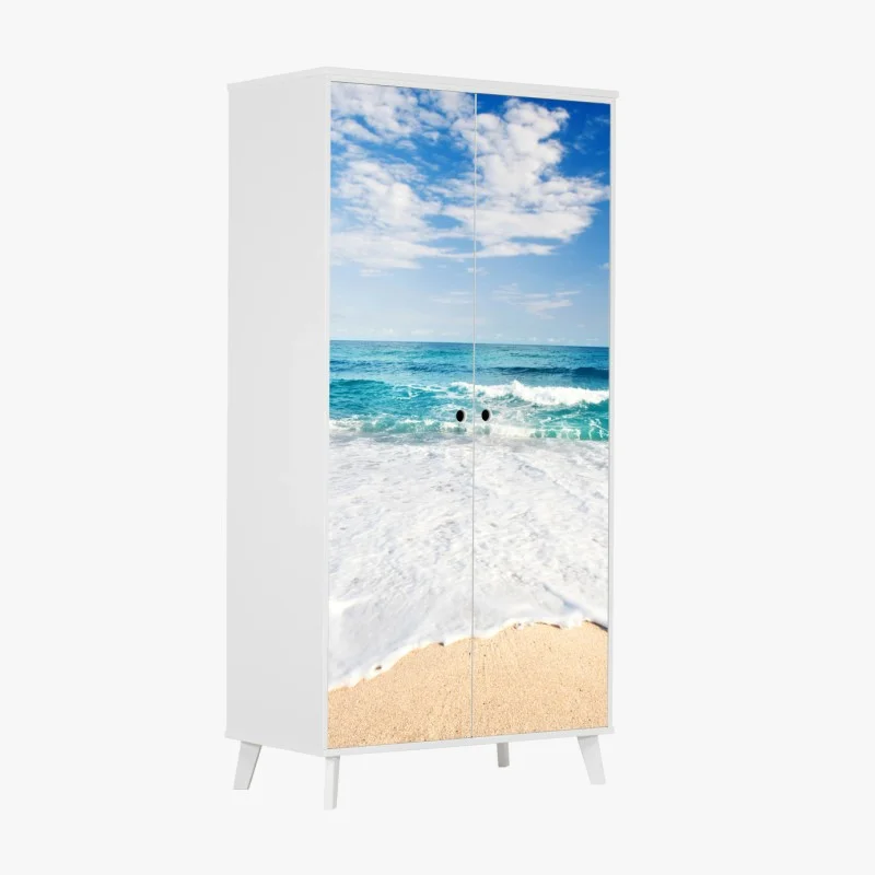 Adesivo per armadio onde che accarezzano la sabbia