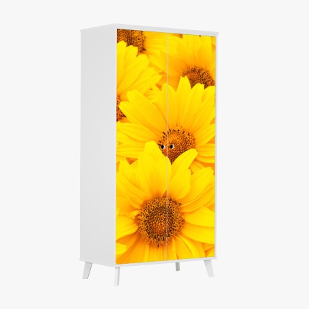 Adesivo per armadio esplosione di girasoli luminosi • Wallissimo®