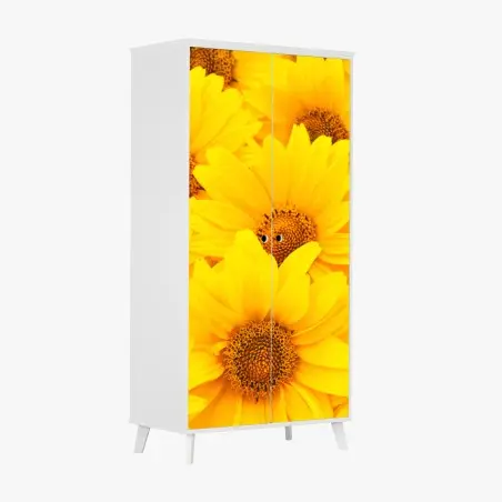 Adesivo per armadio esplosione di girasoli luminosi • Wallissimo®