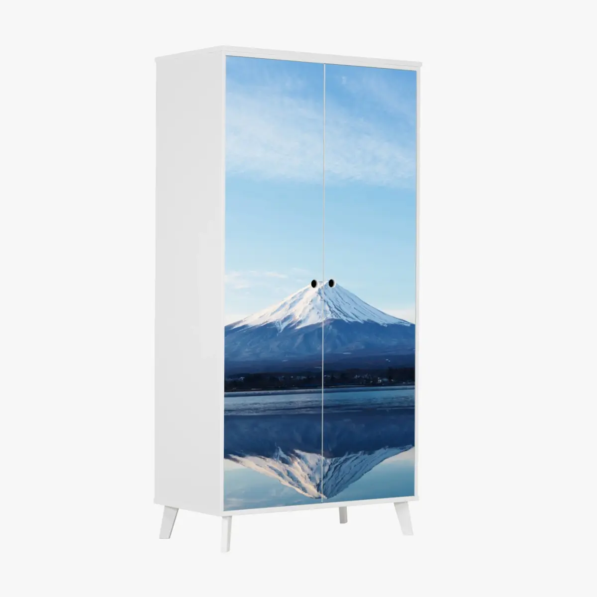 Adesivo per armadio riflessi del Monte Fuji sul lago • Wallissimo®
