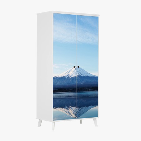 Adesivo per armadio riflessi del Monte Fuji sul lago • Wallissimo®
