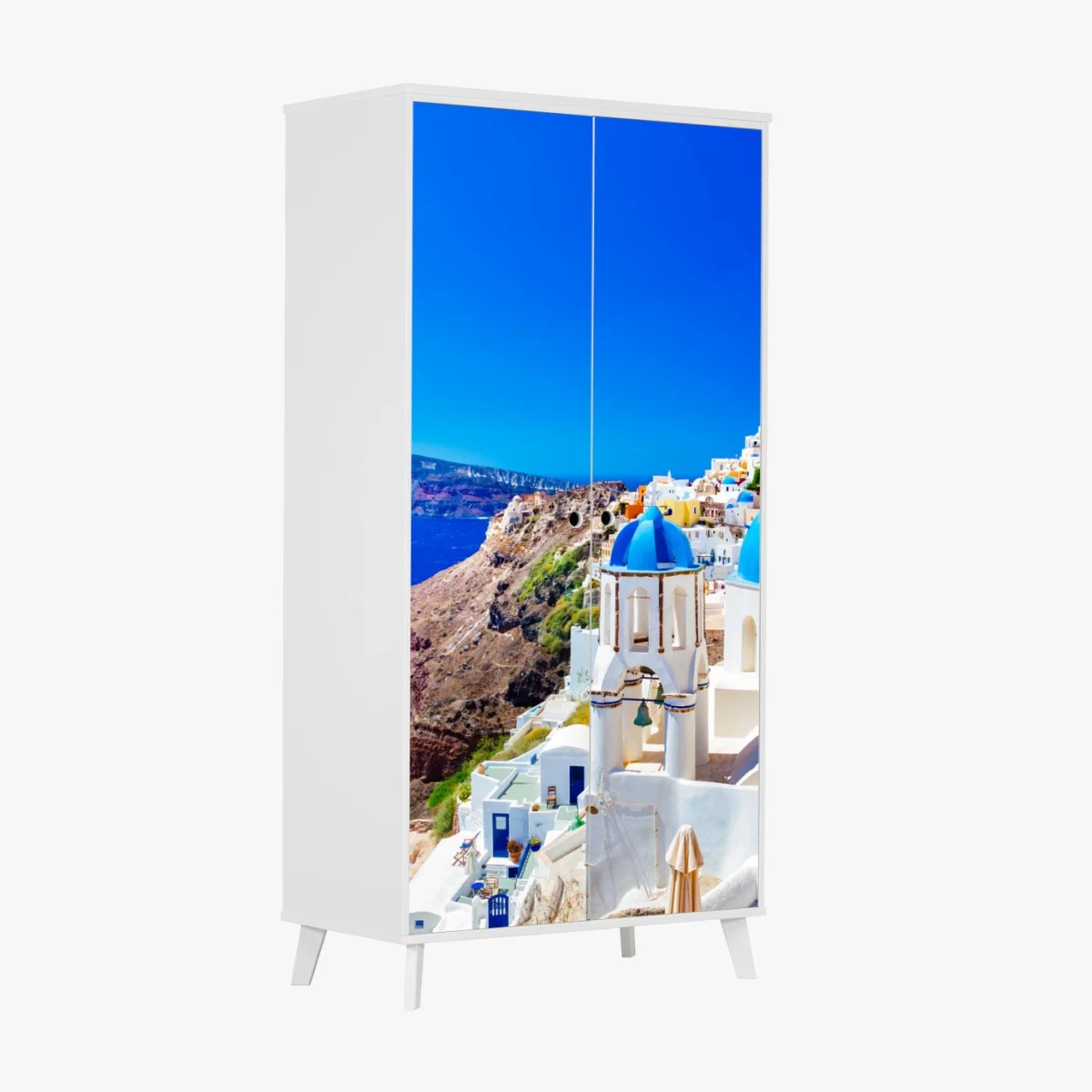 Adesivo per armadio sogno mediterraneo a Santorini • Wallissimo® Adesivo per armadio sogno mediterraneo a Santorini • Wallissimo®