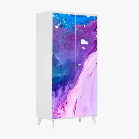 Adesivo per armadio cascata cromatica blu e viola • Wallissimo®