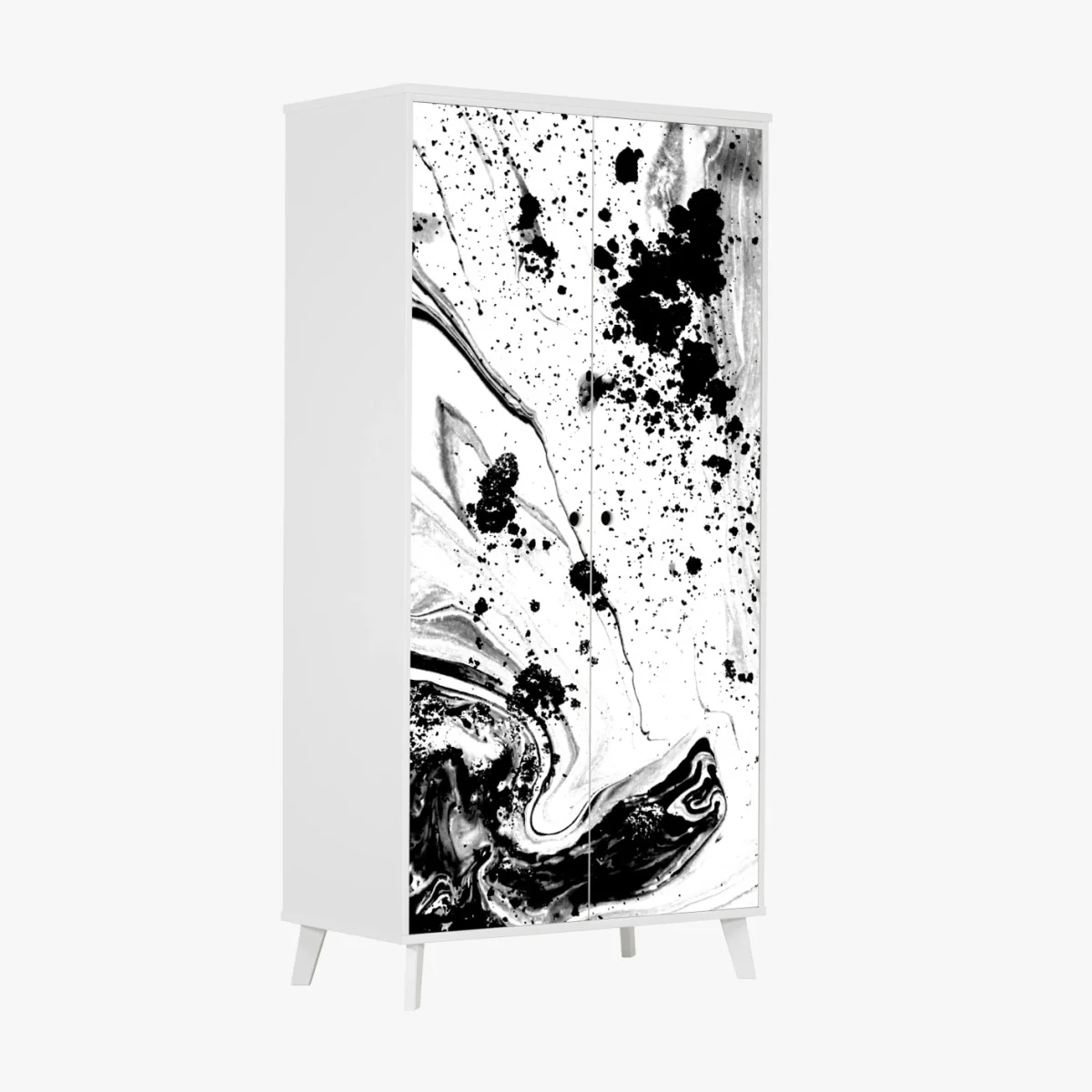 Adesivo per armadio astrazione marmorea in bianco e nero • Wallissimo® Adesivo per armadio astrazione marmorea in bianco e nero • Wallissimo®