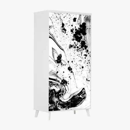 Adesivo per armadio astrazione marmorea in bianco e nero • Wallissimo®