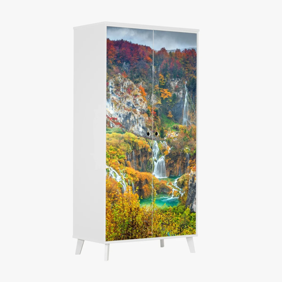 Adesivo per armadio cascate d'autunno a Plitvice • Wallissimo® Adesivo per armadio cascate d'autunno a Plitvice • Wallissimo®