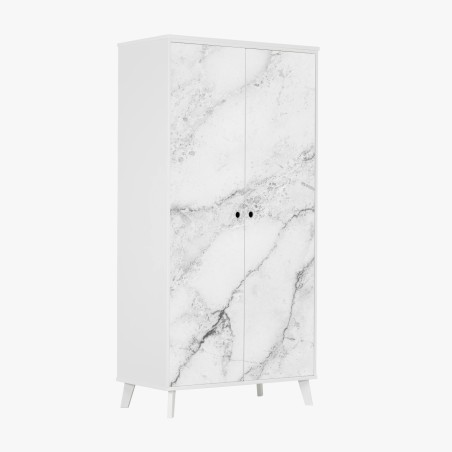 Adesivo per armadio marmo bianco elegante con venature naturali • Wallissimo®
