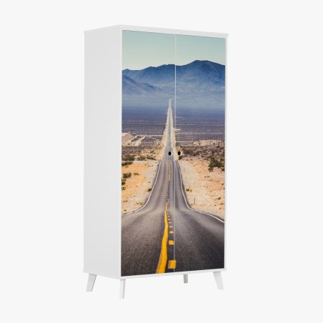 Adesivo per armadio strada infinita nel deserto • Wallissimo®