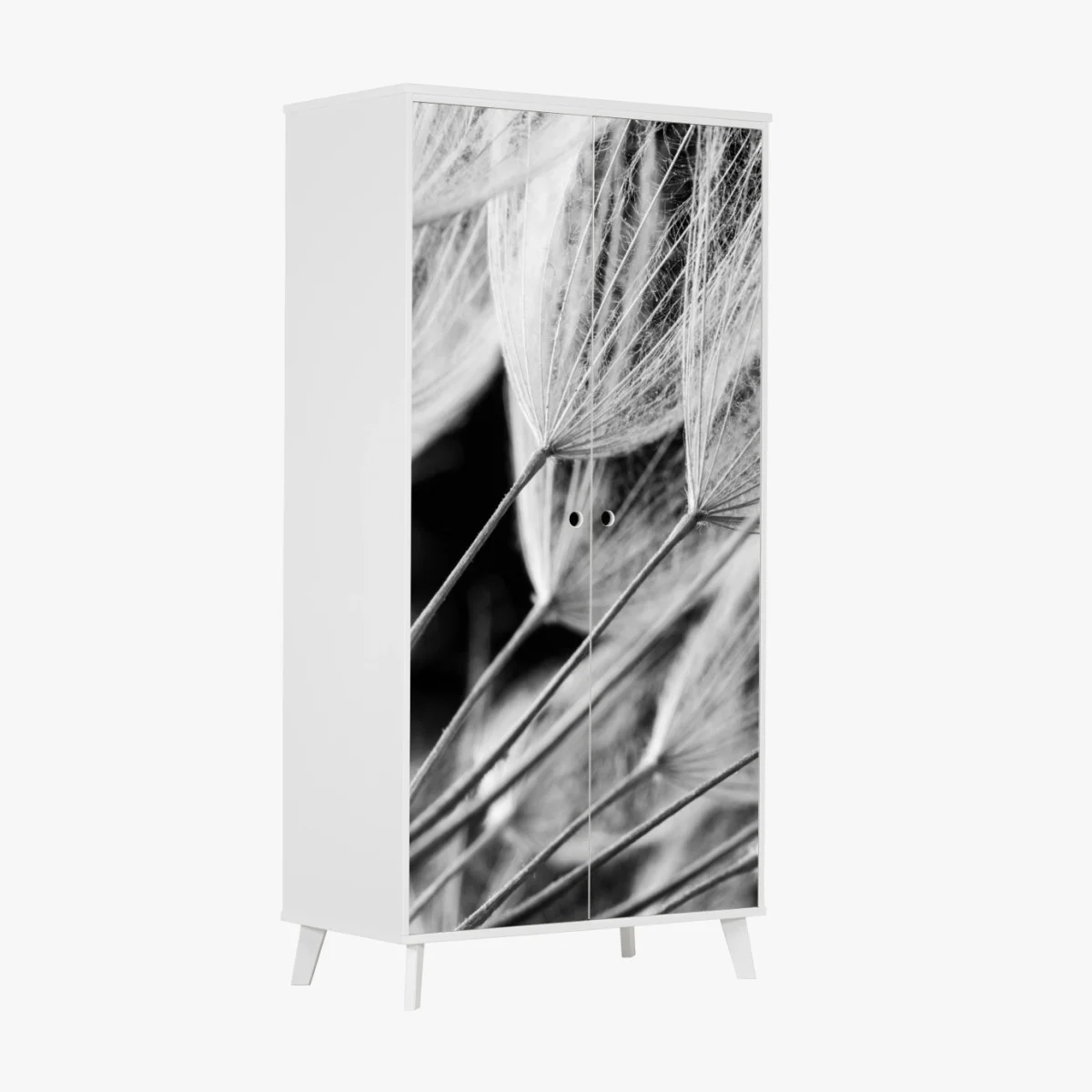 Adesivo per armadio soffioni in bianco e nero • Wallissimo® Adesivo per armadio soffioni in bianco e nero • Wallissimo®
