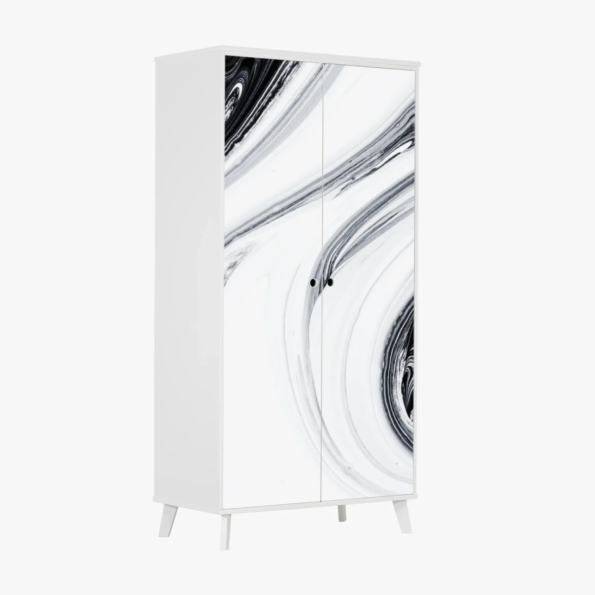 Adesivo per armadio eleganza marmorizzata in bianco e nero • Wallissimo® Adesivo per armadio eleganza marmorizzata in bianco e nero • Wallissimo®