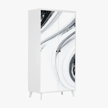 Adesivo per armadio eleganza marmorizzata in bianco e nero • Wallissimo®