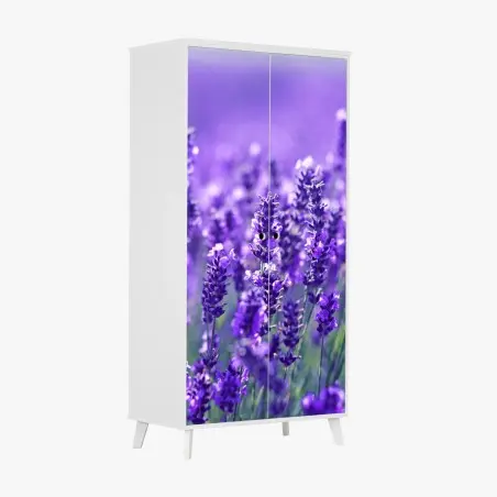 Adesivo per armadio un mare di lavanda in dettaglio • Wallissimo®