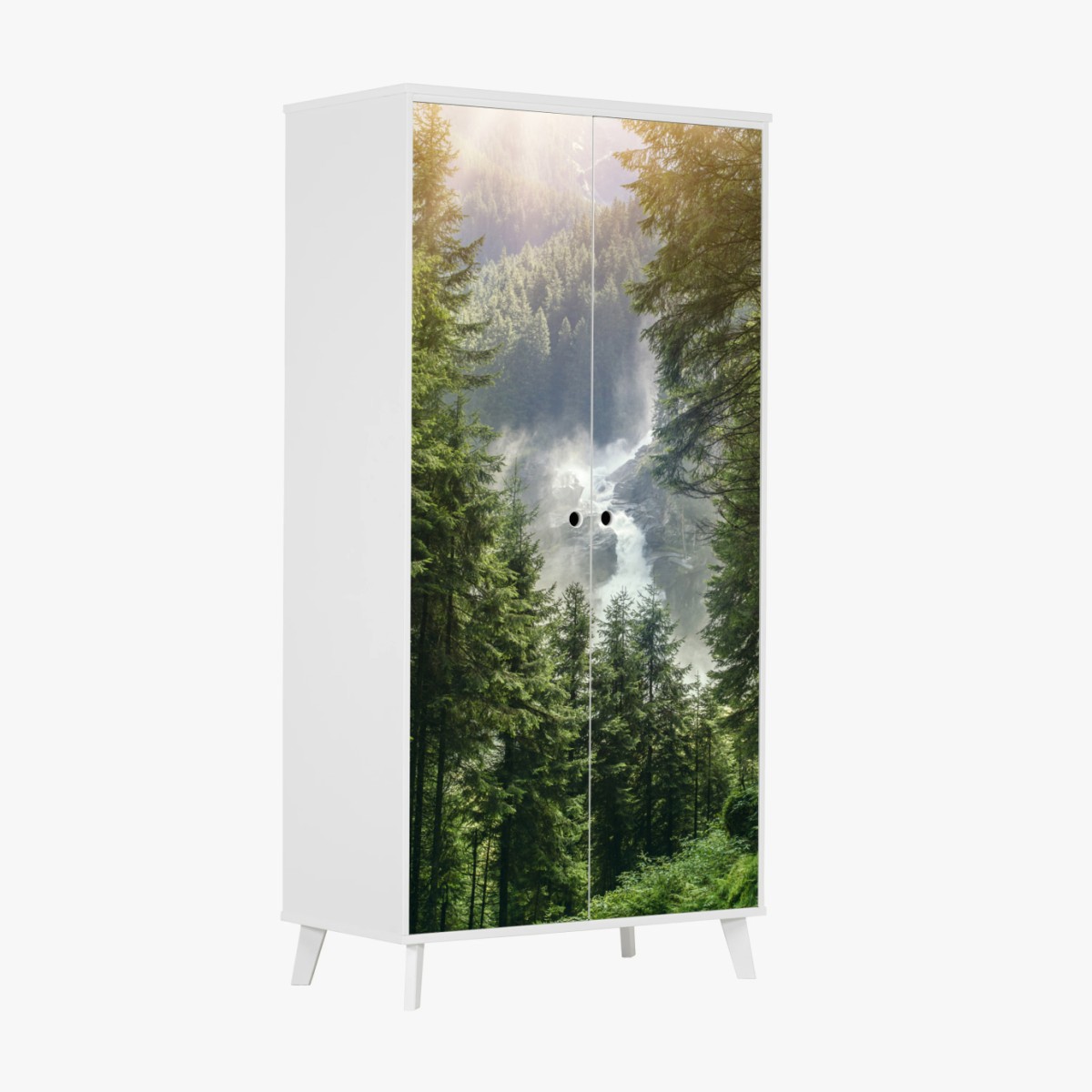 Adesivo per armadio cascata di Krimml nella foresta alpina • Wallissimo®