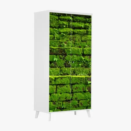 Adesivo per armadio muro verde di muschio per decorazione murale naturale • Wallissimo®