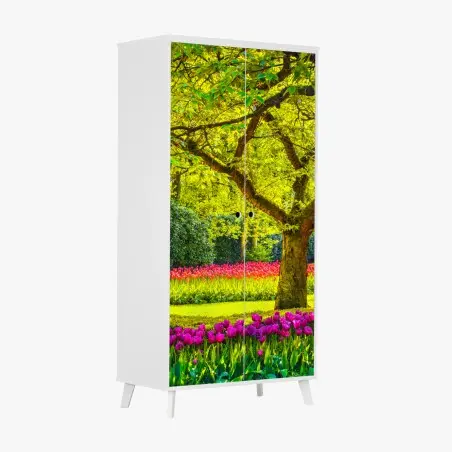 Adesivo per armadio giardino di tulipani primaverile a Keukenhof • Wallissimo®