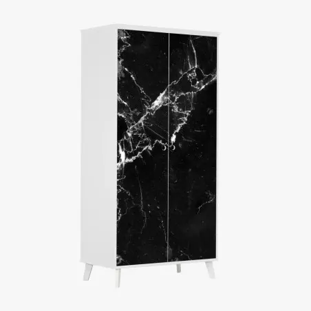 Adesivo per armadio texture marmo nero con venature bianche • Wallissimo®