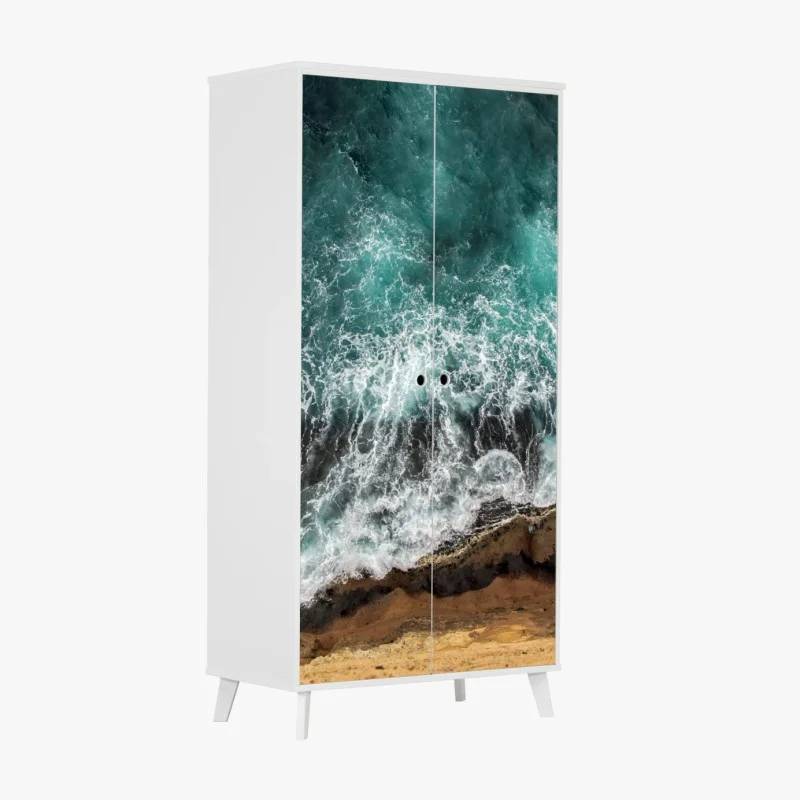 Adesivo per armadio vista aerea della scogliera e del mare turchese