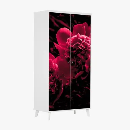 Adesivo per armadio peonie rosse in controluce • Wallissimo®