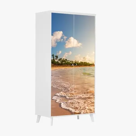 Adesivo per armadio tramonto tropicale sulla spiaggia • Wallissimo®