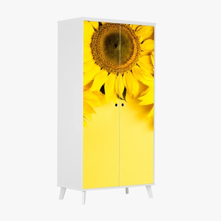 Adesivo per armadio girasoli su sfondo giallo vivace • Wallissimo®