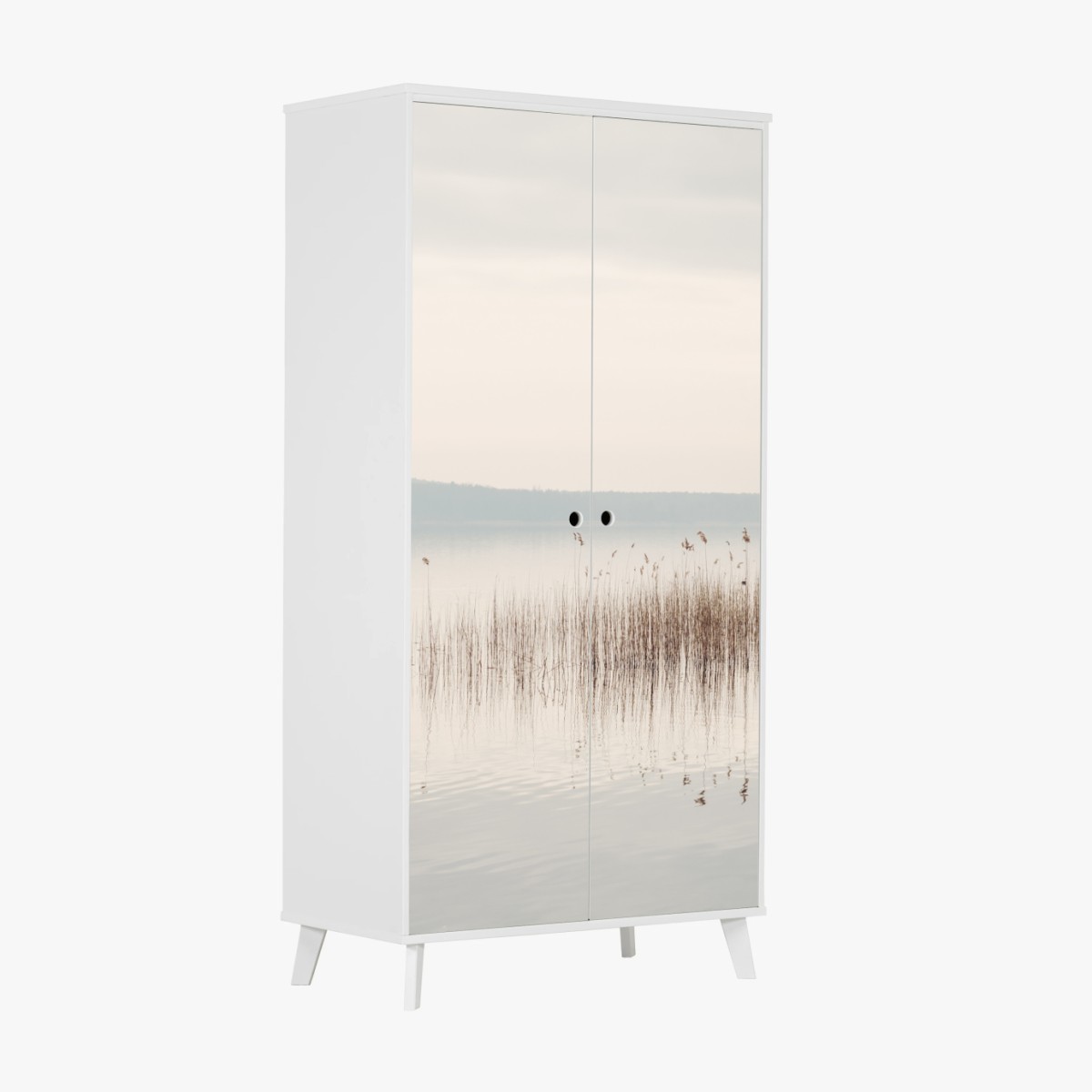 Adesivo per armadio orizzonte di canneto e riflessi • Wallissimo®